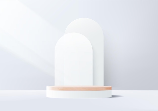 ベクトル 軽い幾何学的なプラットフォームで木製の表彰台を表示