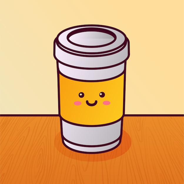 Disposable coffee cup character cartoon