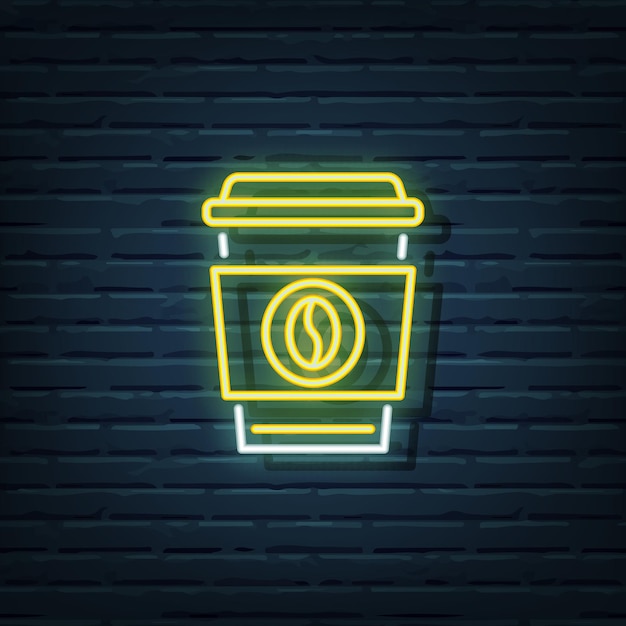 Elementi di insegna al neon monouso caffè