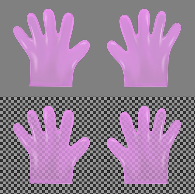 Вектор Одноразовые розовые прозрачные пластиковые перчатки