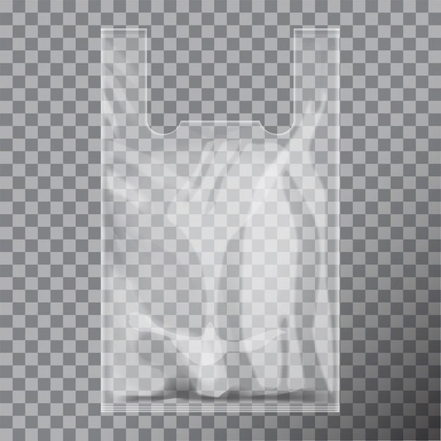 Vector disposable t-shirt plastic transparent bag package.