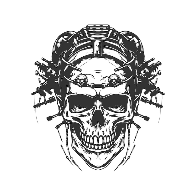 Vector dissent scout of nightmares vintage logo line art concept black and white color hand drawn illustration