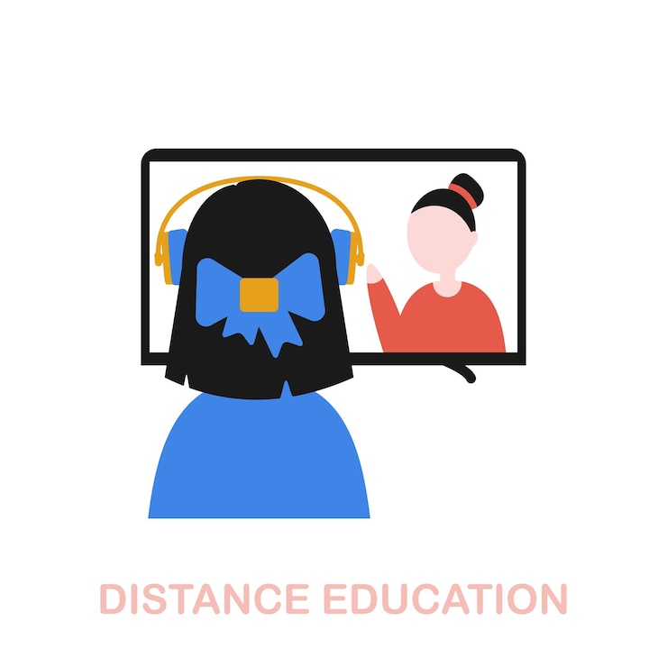Vector distance education flat icon colored element sign from online education collection flat distance education icon sign for web design infographics and more