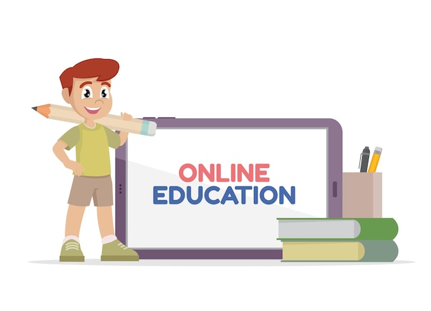 Distance learning online education studen online educationvector eps10