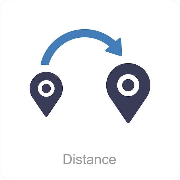 Vector distance and map icon concept