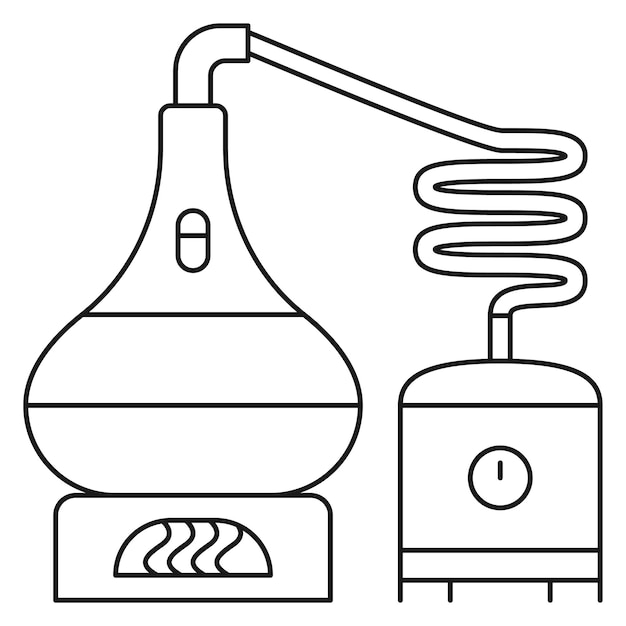 Distillation icon Beverage production process line symbol