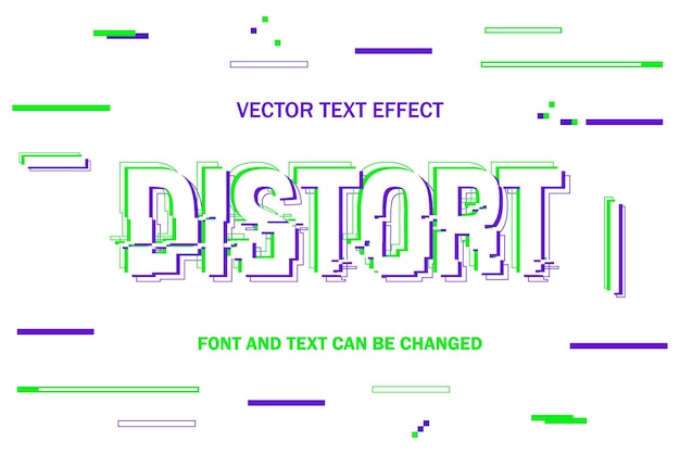 Вектор Искажение электронного сбоя в стиле технологии сине-зеленого редактируемого текстового эффекта шаблона стиля шрифта