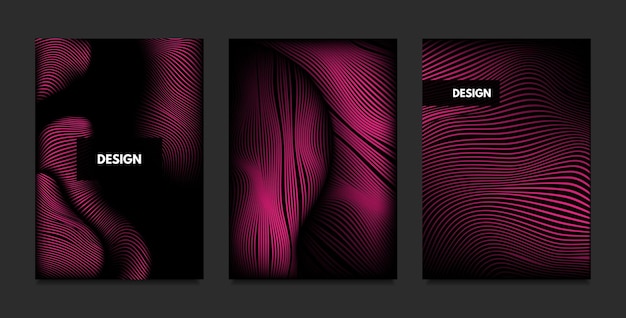 Distorted covers collection with wave lines