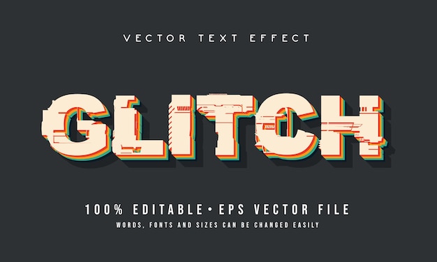 Distorted glitch editable text effect template