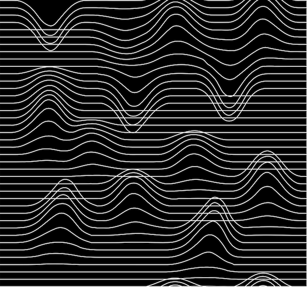 Distorted grid seamless pattern. Glitch. Retrowave, synthwave, vaporwave. Technology black and white background. Banner, print, wallpaper. Vector illustration