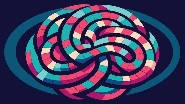 A distorted and pixelated brain shape is overlaid with a mesmerizing pattern of overlapping circles