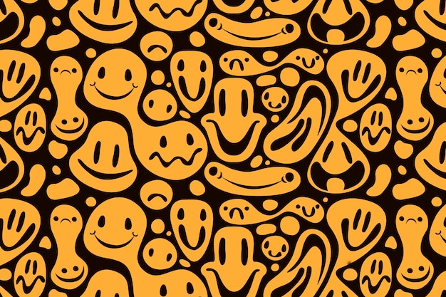 Distorted smile emoticon pattern style