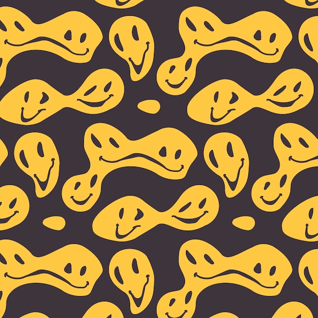 Vector distorted yellow smiley emoticon pattern