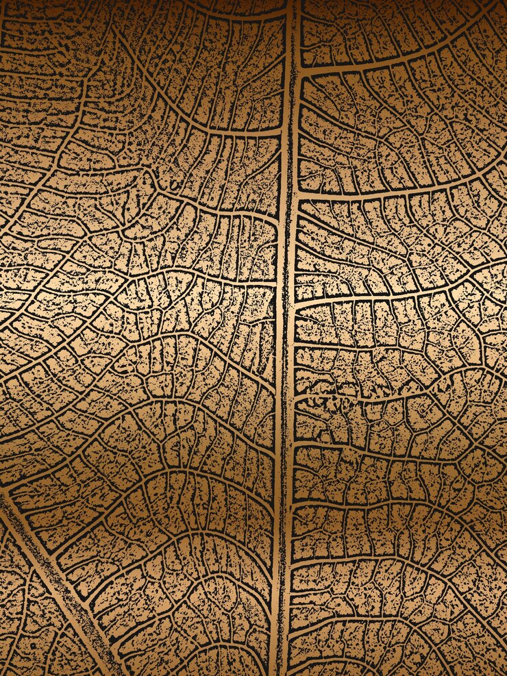 Vector distress tree leaves leaflet texture on golden background black and white grunge background