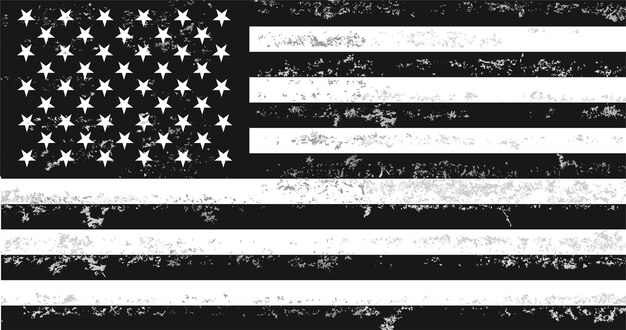 Distressed Black and White American Flag