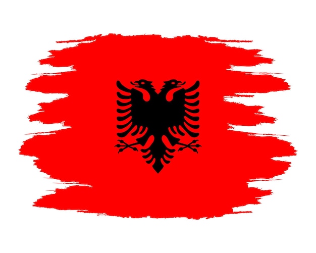 Distressed flag Albania Albania flag with grunge texture Drawn brush flag Republic Albania