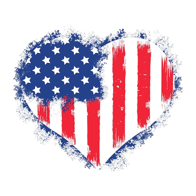 Vector distressed love america vs-vlag in een hart ontwerp illustratie