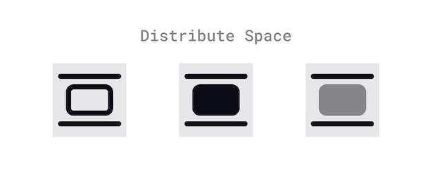 Distribuire lo spazio verticalmente set di icone