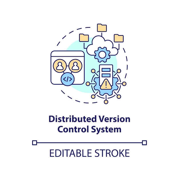 Icona del concetto di sistema di controllo della versione distribuita