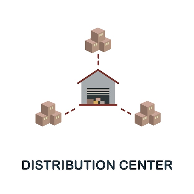 Distributiecentrum plat pictogram Eenvoudig teken uit logistieke collectie Creatieve distributiecentrum pictogramillustratie voor webdesign infographics en meer