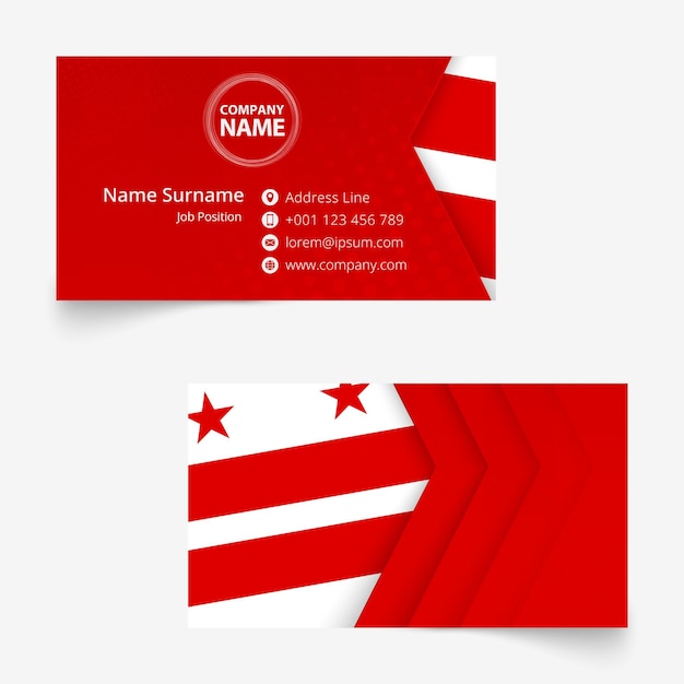 District of Columbia Flag Business Card standard size 90x50 mm business card template with bleed under the clipping mask