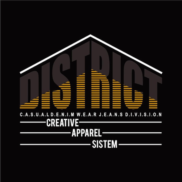 Vettore sistema di abbigliamento creativo del distretto, illustrazione di vettore di tipografia di progettazione per la stampa