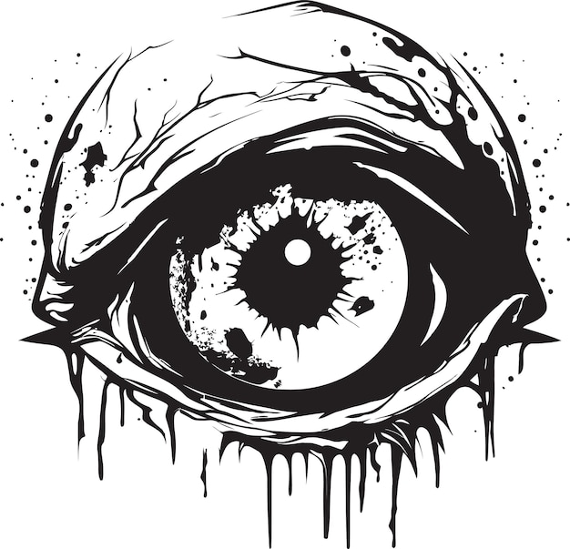 Disturbing Zombie Gaze Creepy Black Vector Macabre Eye of Terror Black Creepy Emblem