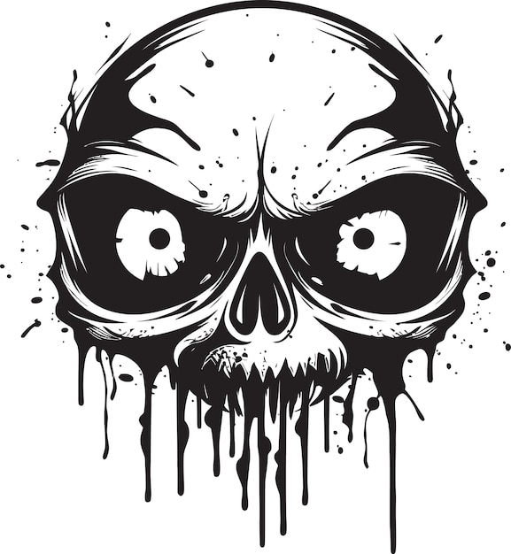 Disturbing Zombie Skull Creepy Black Vector Macabre Horror Skull Black Creepy Emblem