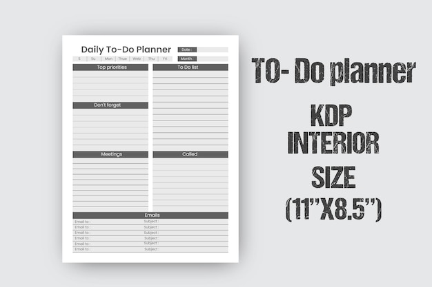 Dit is een todo-planner kdp-interieur met checklist voor productiviteit