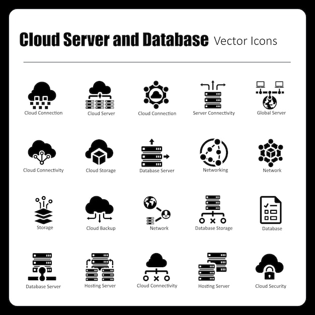 Dit is een verzameling van 24 handgemaakte pixel perfecte Cloud Server en Database vector iconen