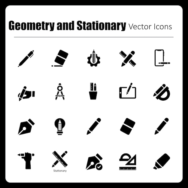 Vector dit is een verzameling van 24 handgemaakte pixel perfecte geometrie en stationaire vector iconen