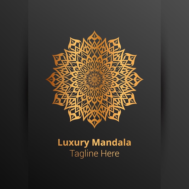 Dit is luxe sier mandala logo achtergrond, arabesk stijl.