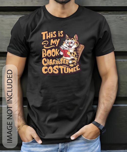 Vector dit is mijn boek personage kostuum t-shirt ontwerp sjabloon