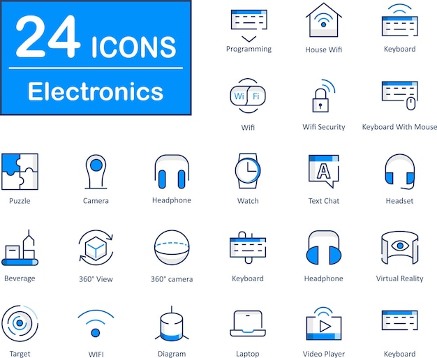 Dit zijn 24 prachtige kleine pixel perfecte elektronica interface vector iconen