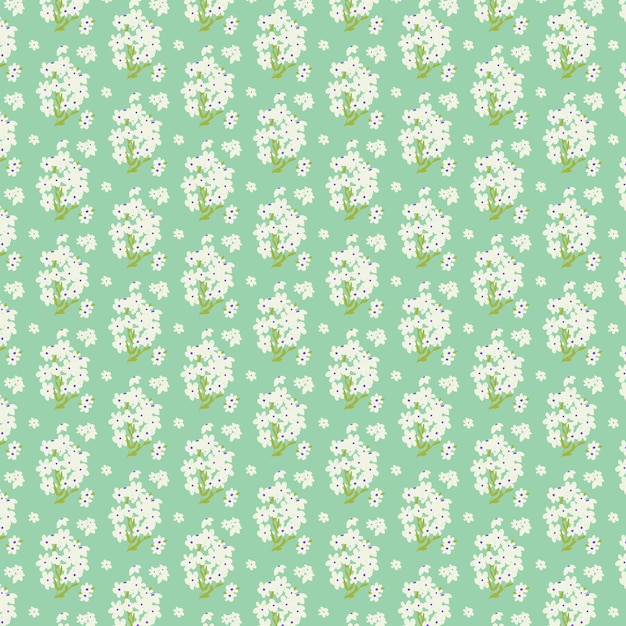 Ditsy vector floral pattern seamless print small white flowers