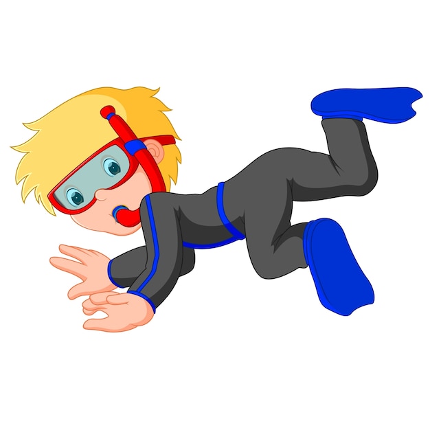 Vector diver boy cartoon