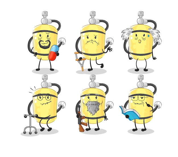 Diver cylinder elderly character cartoon mascot vector