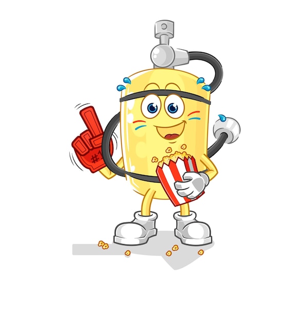 Diver cylinder fan with popcorn illustration character vector