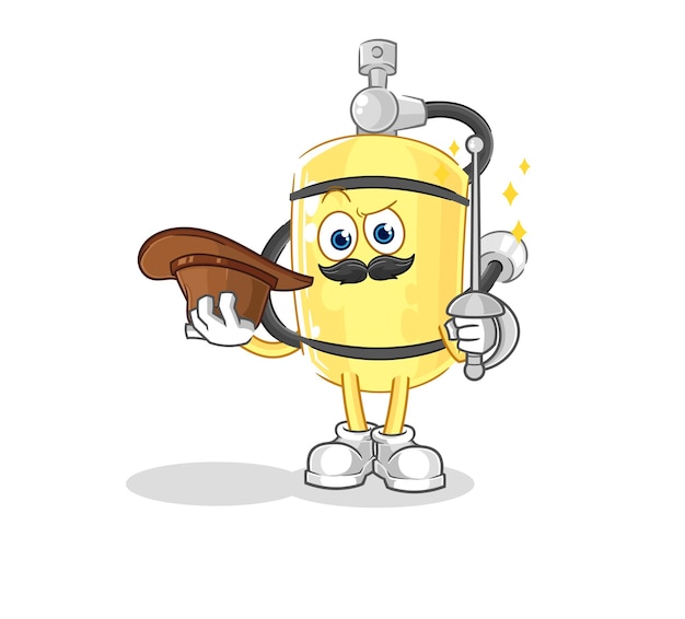 Diver cylinder fencer character cartoon mascot vector