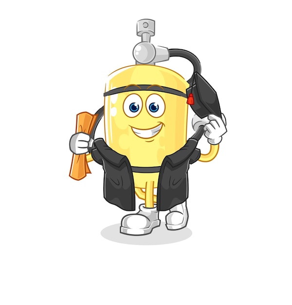 Diver cylinder graduation vector cartoon character