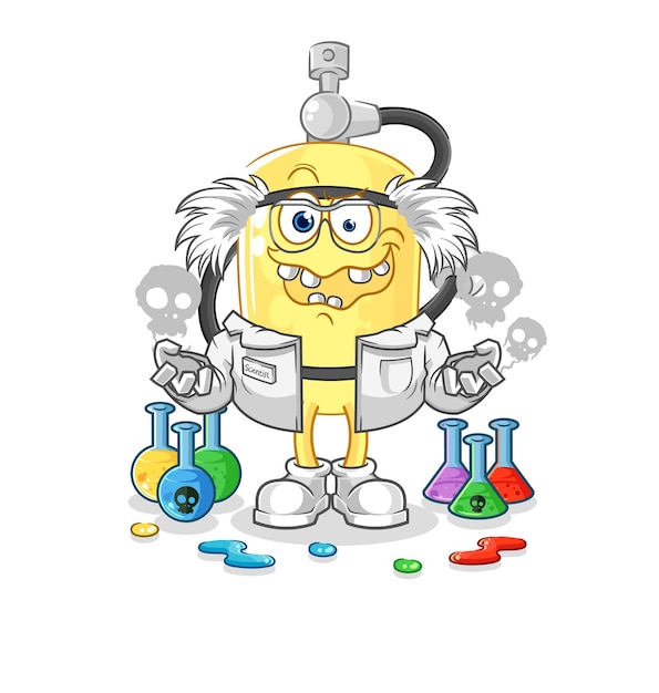 Diver cylinder mad scientist illustration character vector