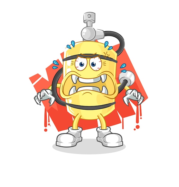 Diver cylinder monster vector cartoon character