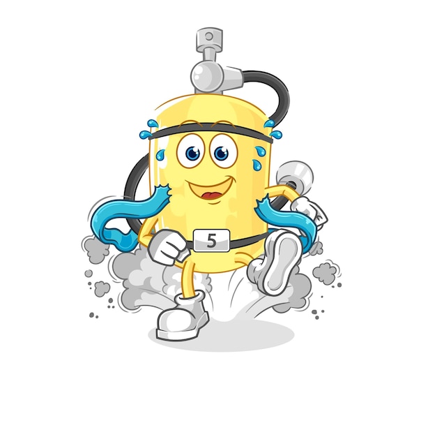 Diver cylinder runner character cartoon mascot vector