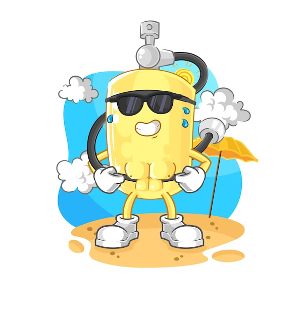 Diver cylinder sunbathing in summer character vector