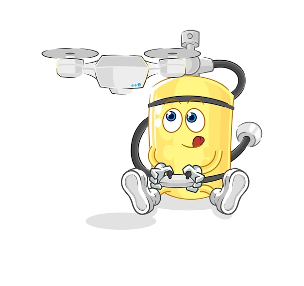 Diver cylinder with drone character cartoon mascot vector