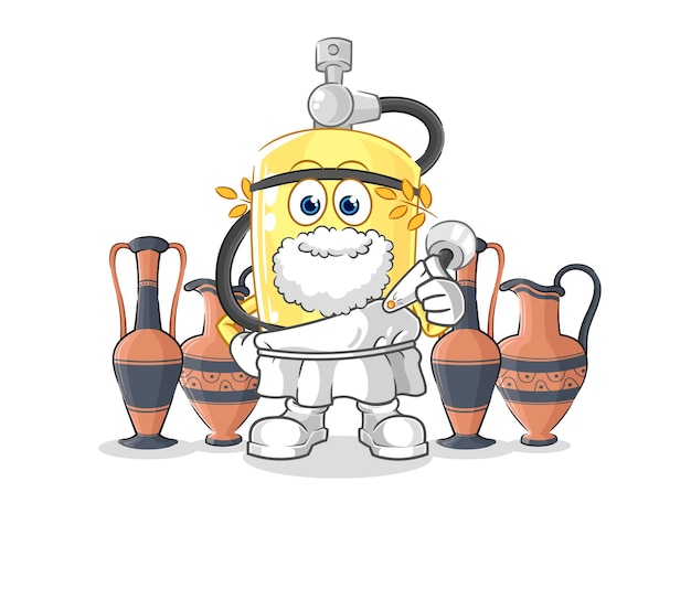 Diver cylinder with greek clothing cartoon mascot vector