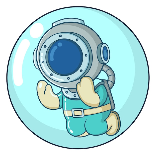 The diver feels scared inside a big bubble