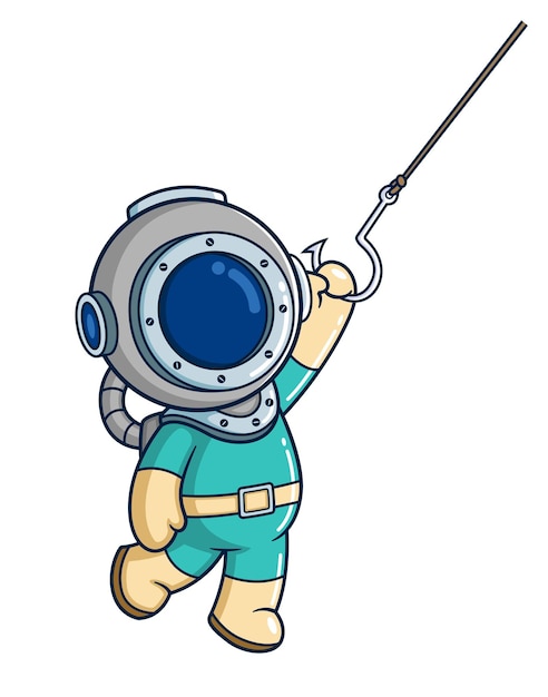 The diver holding a fishing hook
