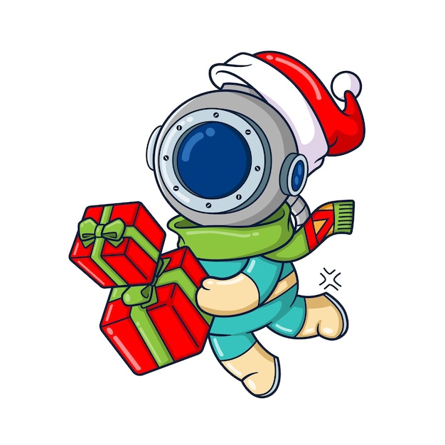 Vector the diver is falling down while carrying gift boxes quickly