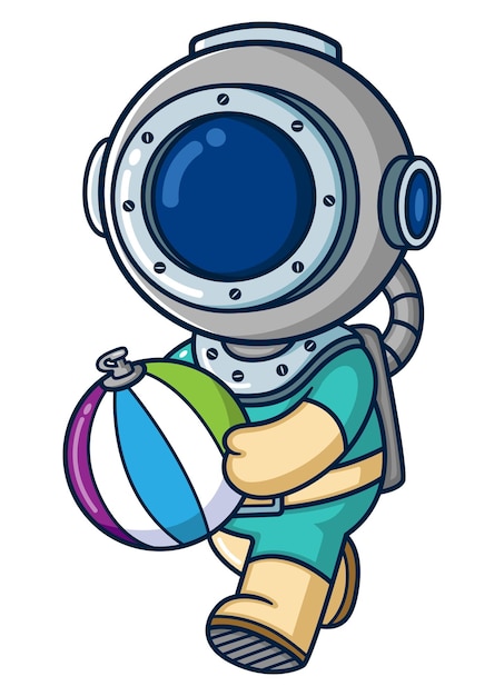 Vector the diver playing a big ball